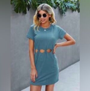 Shein ribbed cut tie knot dress